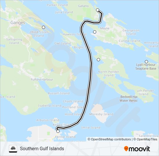 SOUTHERN GULF ISLANDS ferry Line Map