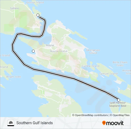 Plan de la ligne SOUTHERN GULF ISLANDS de ferry