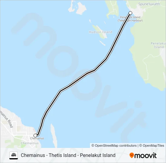 CHEMAINUS - THETIS ISLAND - PENELAKUT ISLAND Ferry Line Map