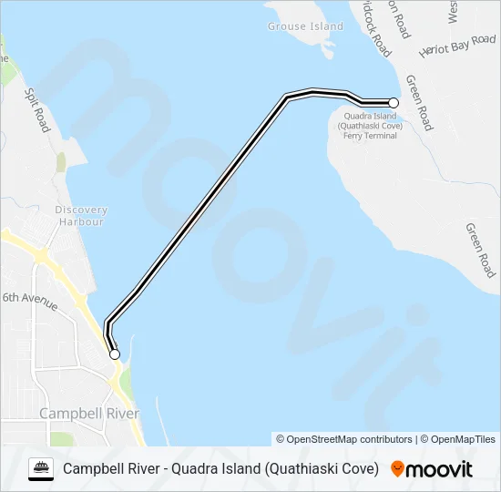 CAMPBELL RIVER - QUADRA ISLAND (QUATHIASKI COVE) Ferry Line Map