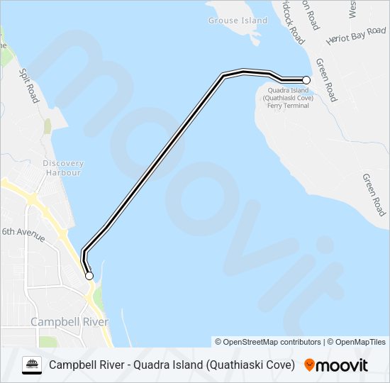CAMPBELL RIVER - QUADRA ISLAND (QUATHIASKI COVE) Ferry Line Map