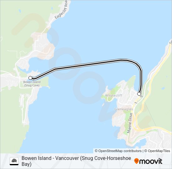 BOWEN ISLAND - VANCOUVER (SNUG COVE-HORSESHOE BAY) Ferry Line Map