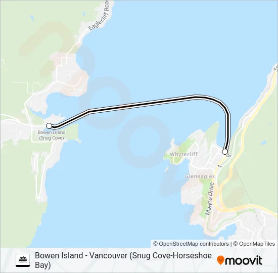BOWEN ISLAND - VANCOUVER (SNUG COVE-HORSESHOE BAY) Ferry Line Map