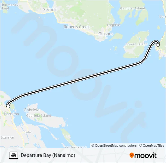 WEST VANCOUVER - NANAIMO (HORSESHOE BAY-DEPARTURE BAY) Ferry Line Map