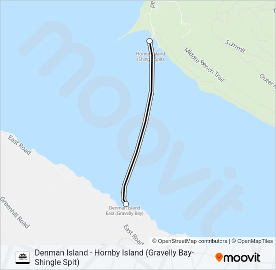DENMAN ISLAND - HORNBY ISLAND (GRAVELLY BAY-SHINGLE SPIT) Ferry Line Map