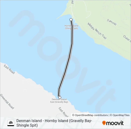 DENMAN ISLAND - HORNBY ISLAND (GRAVELLY BAY-SHINGLE SPIT) Ferry Line Map