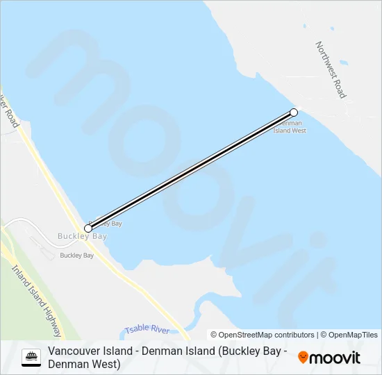 VANCOUVER ISLAND - DENMAN ISLAND (BUCKLEY BAY - DENMAN WEST) Ferry Line Map