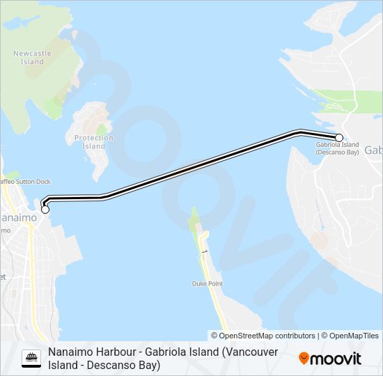 NANAIMO HARBOUR - GABRIOLA ISLAND (VANCOUVER ISLAND - DESCANSO BAY) Ferry Line Map