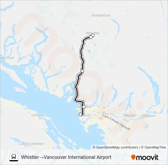 YVR SKYLYNX WHISTLER ROUTE Bus Line Map