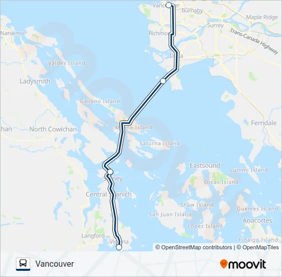 VANCOUVER - VICTORIA Bus Line Map