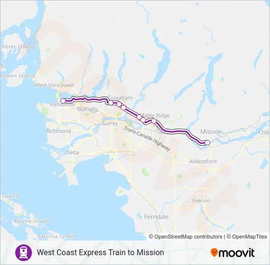 WEST COAST EXPRESS Train Line Map
