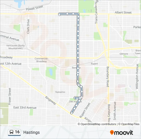 16 Bus Line Map