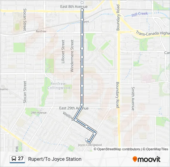 27 Route: Schedules, Stops & Maps - Rupert/To Joyce Station (Updated)