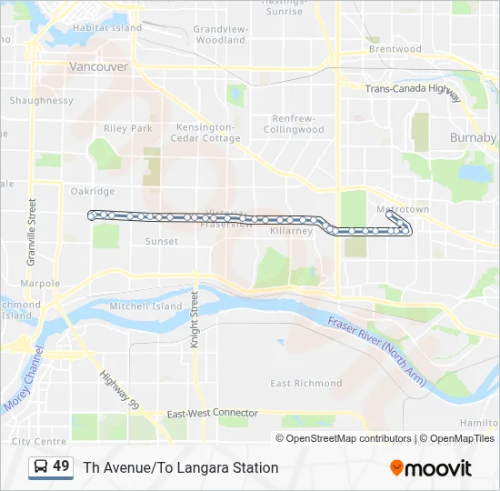 49 Route: Schedules, Stops & Maps - Th Avenue/To Langara Station (Updated)