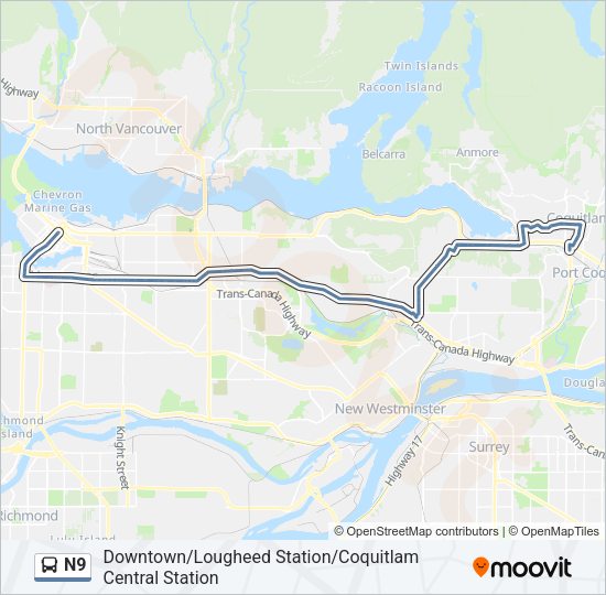 N9 Bus Line Map