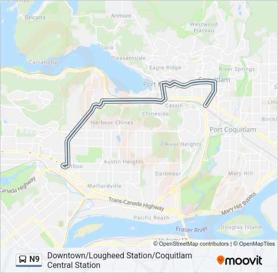 N9 Bus Line Map