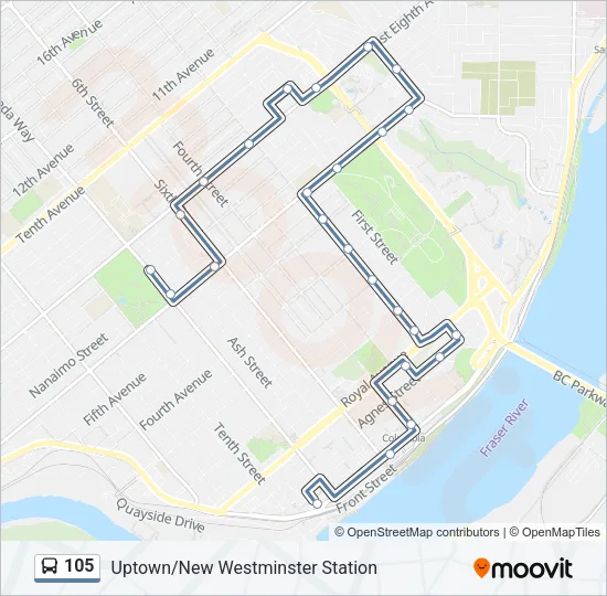 105 Bus Line Map
