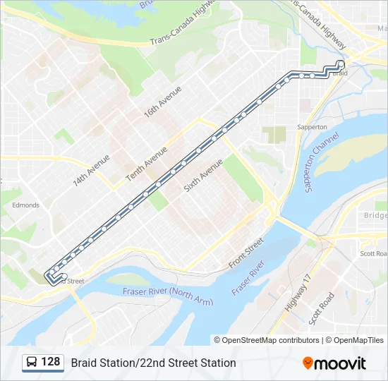 128 Bus Line Map
