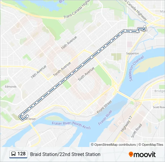 128 Bus Line Map