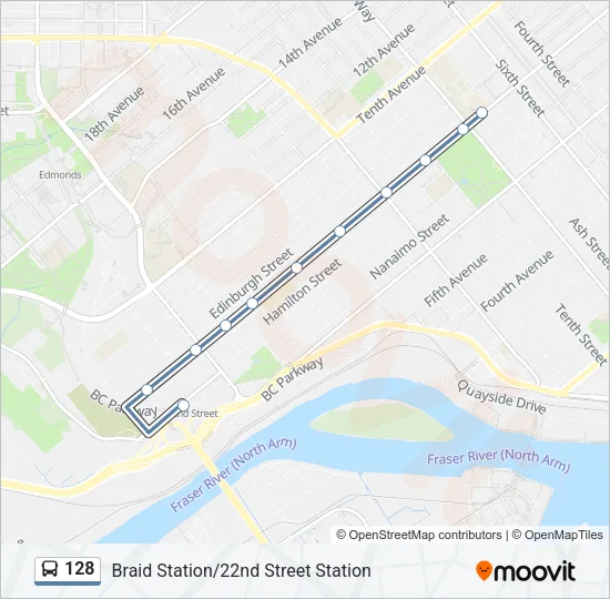 128 Bus Line Map