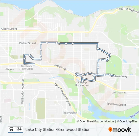 134 Bus Line Map