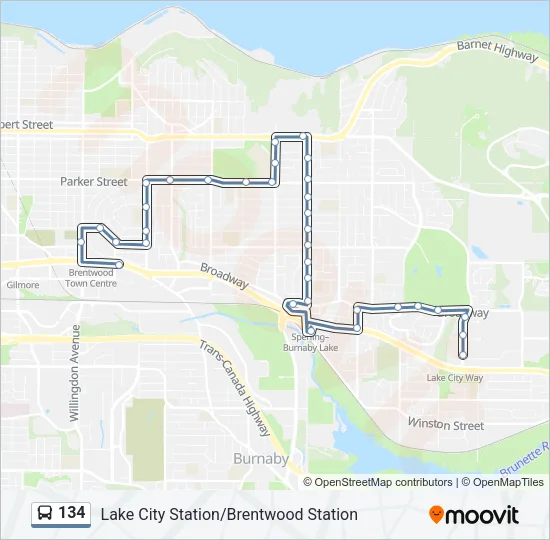 134 Bus Line Map