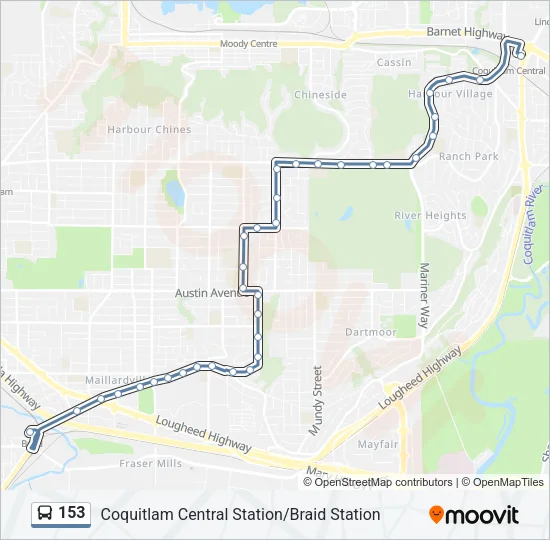 153 Bus Line Map