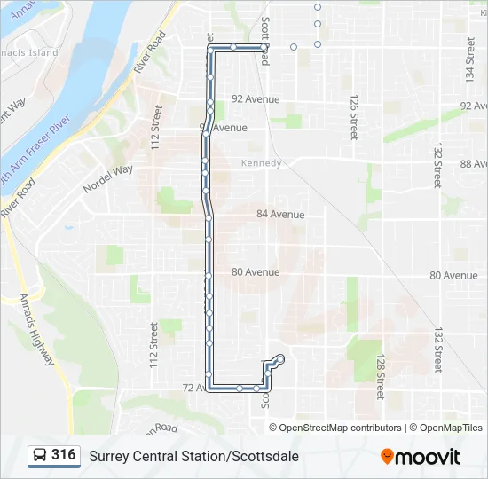 316 Bus Line Map