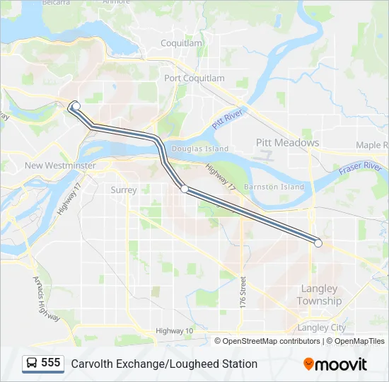 555 Bus Line Map
