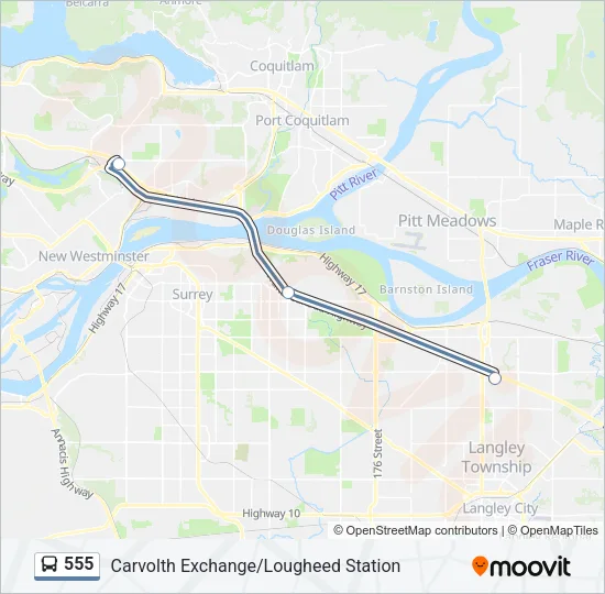 555 Bus Line Map