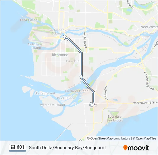 601 Bus Line Map