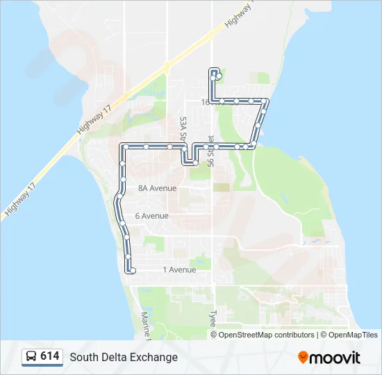 614 Bus Line Map
