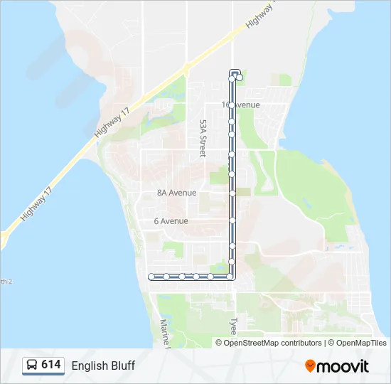 614 Bus Line Map