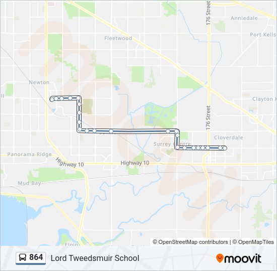 864 Bus Line Map