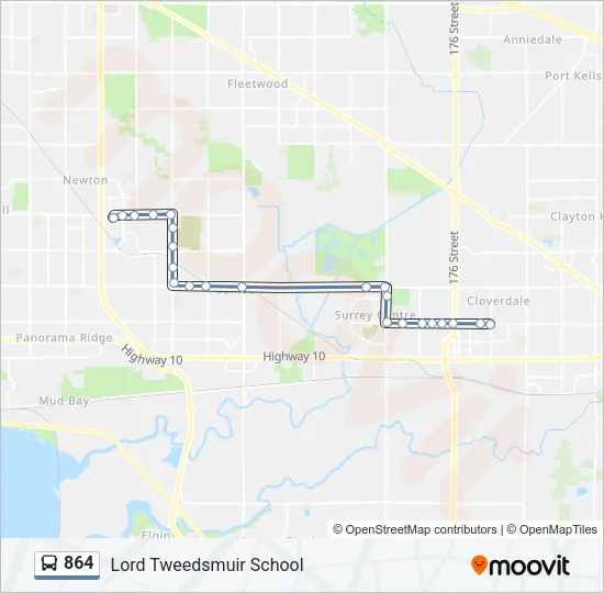 864 Bus Line Map