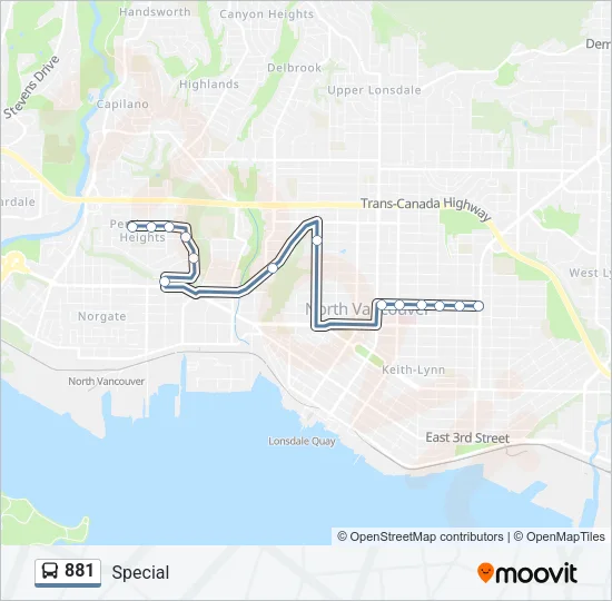 881 Bus Line Map