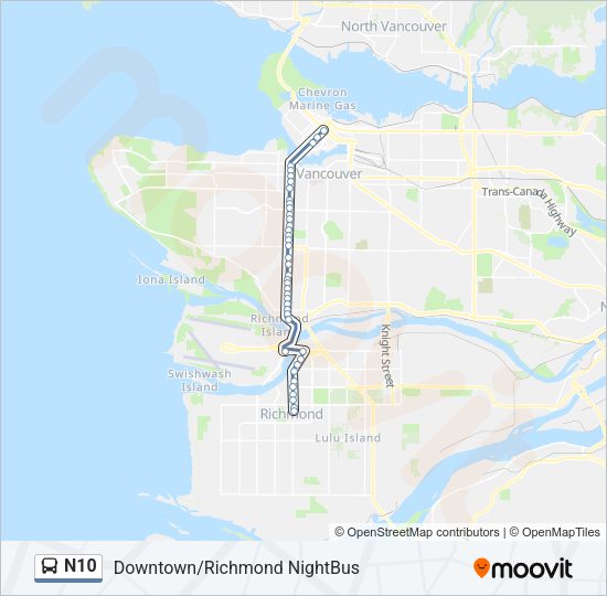 N10 Bus Line Map