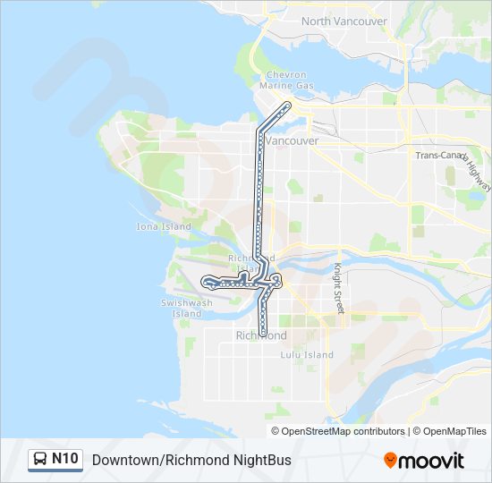 N10 Bus Line Map