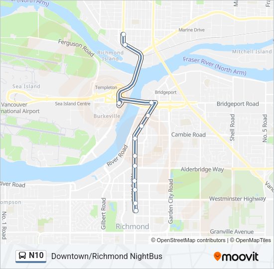 N10 Bus Line Map