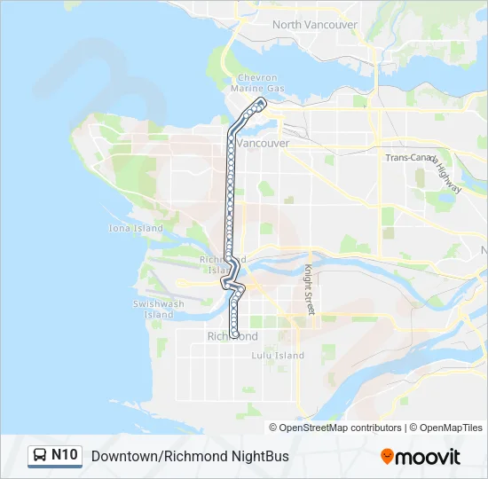 N10 Bus Line Map