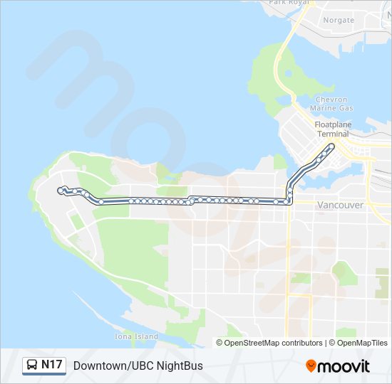 N17 Bus Line Map