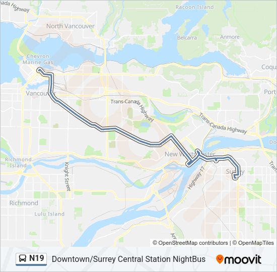 N19 Bus Line Map