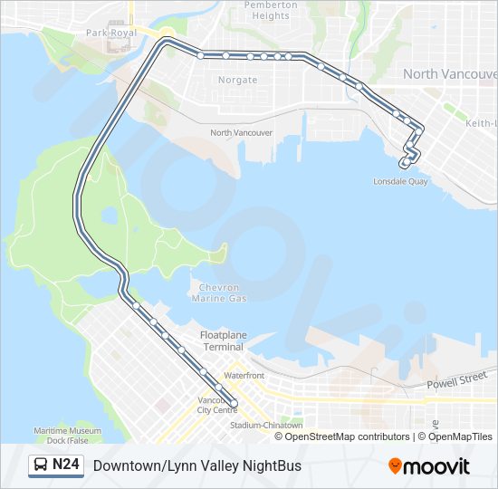 N24 bus Line Map