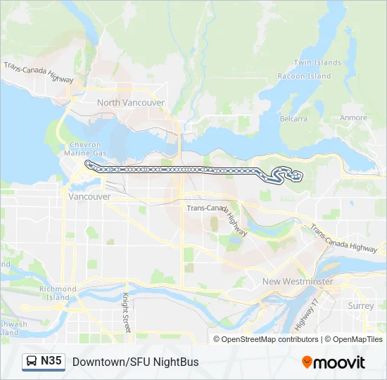 N35 Bus Line Map