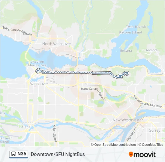 N35 Bus Line Map
