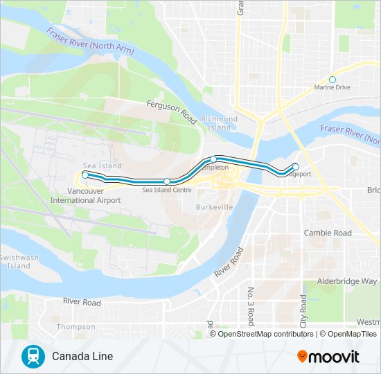 CANADA LINE SkyTrain Line Map