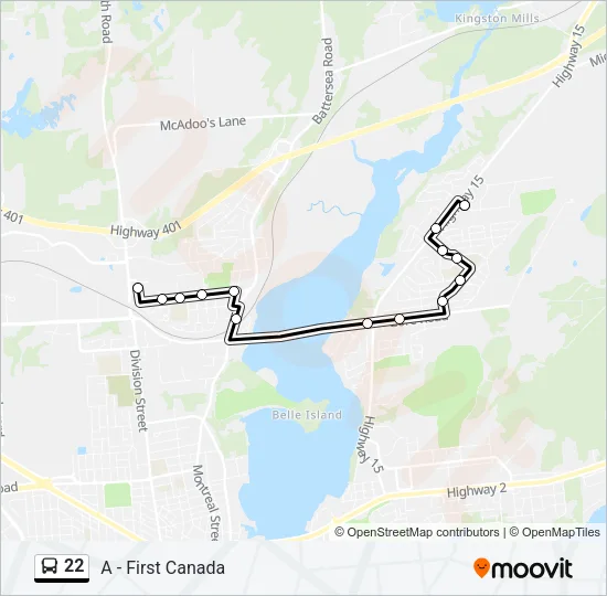 22 Bus Line Map