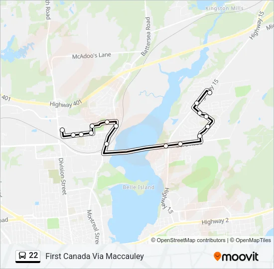 22 Bus Line Map