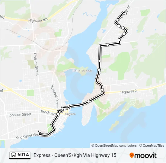 601A Bus Line Map