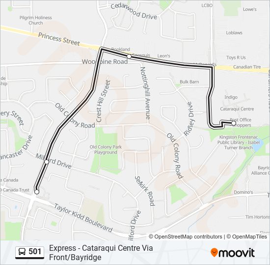 Plan de la ligne 501 de bus